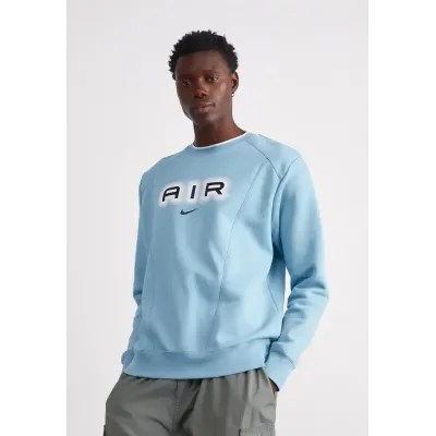 Sweat Nike Air Fleece Crew-Neck bleu ciel pour homme avec logo Air imprimé et coupe confortable lifestyle HM0177-464