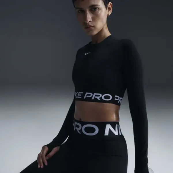 NIKE PRO DRI-FIT CROPPED LONG-SLEEVE TOP