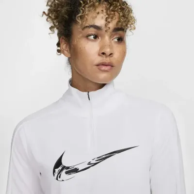 Haut de running Nike Swoosh Dri-FIT 1/4-Zip femme blanc référence FV6387-100