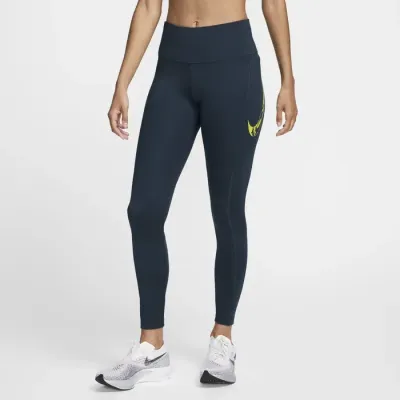 Legging de running Nike Fast Mid-Rise 7/8 femme bleu marine référence FV6682-478