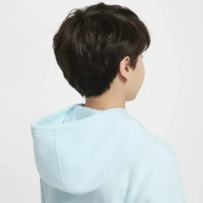 Nike Kylian Mbappé Club Fleece hoodie à capuche enfant logo KM bleu glace FZ5321-474