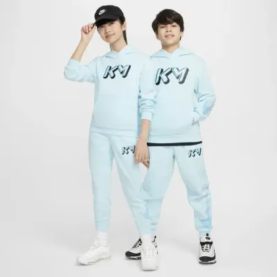 Nike Kylian Mbappé Club Fleece hoodie à capuche enfant logo KM bleu glace FZ5321-474