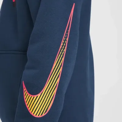 Nike Kylian Mbappé Club Fleece hoodie à capuche enfant logo KM bleu marine FZ5321-478