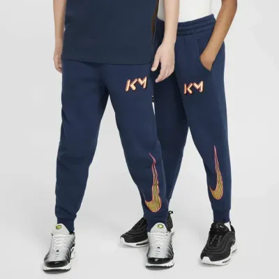 Nike Kylian Mbappé Club Fleece jogger pantalon enfant logo KM Swoosh bleu marine FZ5322-478