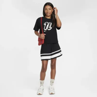 Nike Sportswear t-shirt boxy logo script cursif fille noir FZ5562-010