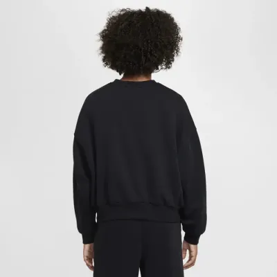 Nike Sportswear Club Fleece sweat boxy col rond logo script cursif fille noir FZ5566-010