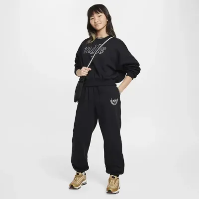 Nike Sportswear Club Fleece jogging loose taille haute femme noir logo laurier FZ5571-010