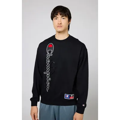Sweatshirt Champion Modern Basket Crewneck noir homme référence 219799-KK001 style basket et streetwear moderne