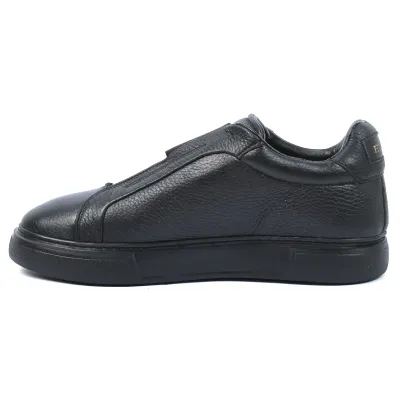 Basket homme Elito EL-2562-N en cuir noir avec semelle blanche épaisse et design moderne sans lacets