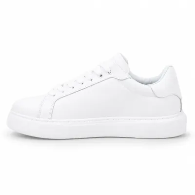 Sneakers homme Elito EL-2690-BC en cuir blanc avec lacets et semelle blanche épurée