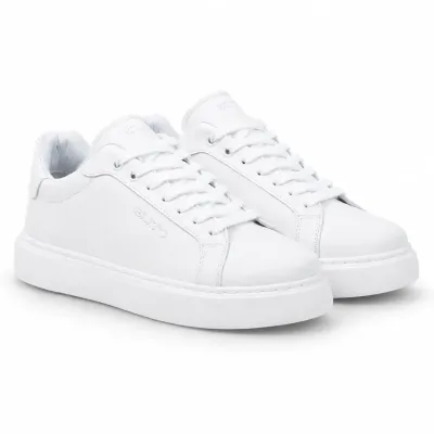 Sneakers homme Elito EL-2690-BC en cuir blanc avec lacets et semelle blanche épurée