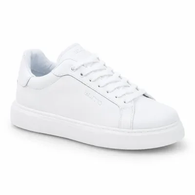 Sneakers homme Elito EL-2690-BC en cuir blanc avec lacets et semelle blanche épurée