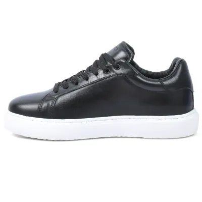Sneakers homme Elito EL-2690-N en cuir noir avec lacets et design minimaliste élégant