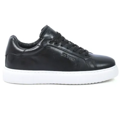 Sneakers homme Elito EL-2690-N en cuir noir avec lacets et design minimaliste élégant