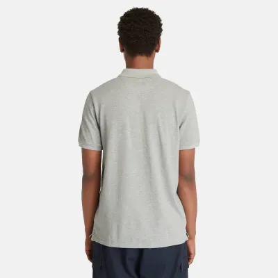 Polo Timberland Millers River gris chiné homme en coton biologique avec logo brodé et tissu piqué respirant TB0A26N4052