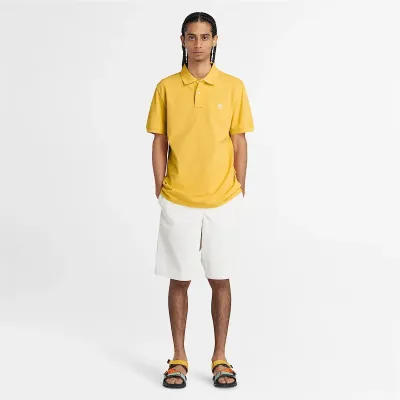 Polo Timberland Millers River jaune Mimosa homme en coton biologique avec logo brodé et tissu piqué respirant TB0A26N4EG4