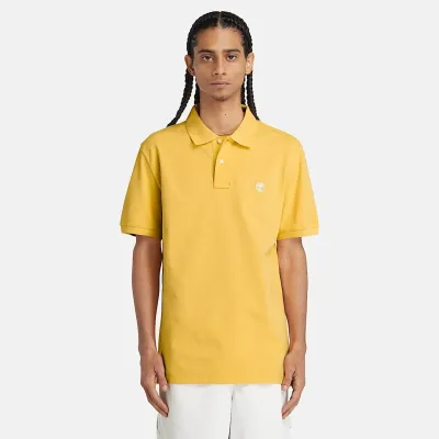 Polo Timberland Millers River jaune Mimosa homme en coton biologique avec logo brodé et tissu piqué respirant TB0A26N4EG4