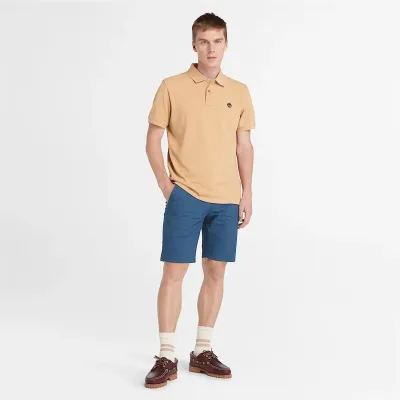 Polo Timberland Millers River beige homme en coton biologique avec logo brodé et tissu piqué respirant TB0A26N4EH3
