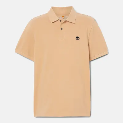 Polo Timberland Millers River beige homme en coton biologique avec logo brodé et tissu piqué respirant TB0A26N4EH3