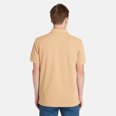 Polo Timberland Millers River beige homme en coton biologique avec logo brodé et tissu piqué respirant TB0A26N4EH3