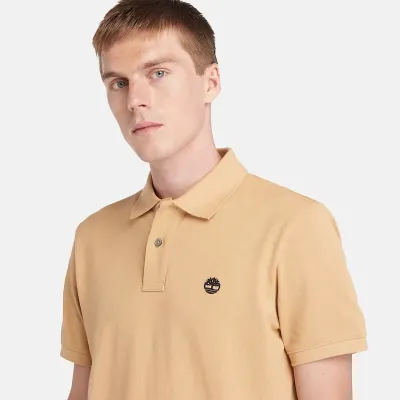 Polo Timberland Millers River beige homme en coton biologique avec logo brodé et tissu piqué respirant TB0A26N4EH3