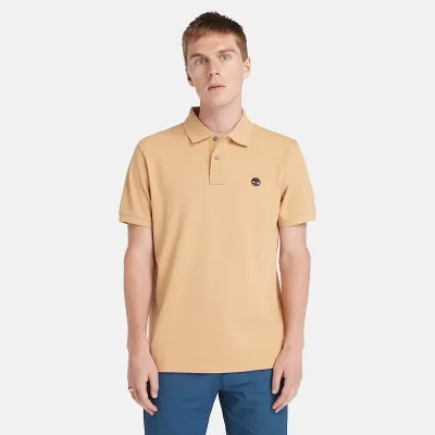 Polo Timberland Millers River beige homme en coton biologique avec logo brodé et tissu piqué respirant TB0A26N4EH3
