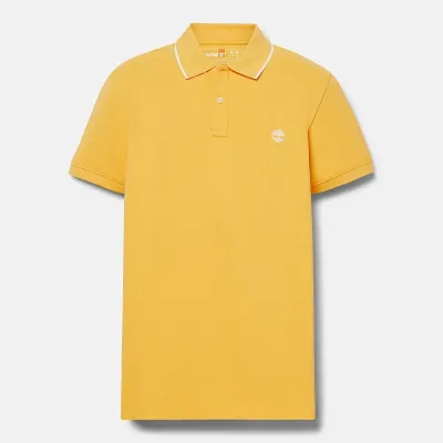 Polo Timberland Millers River Printed Neck jaune homme en coton biologique avec col contrasté et logo brodé TB0A26NFEG4