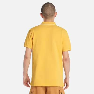 Polo Timberland Millers River Printed Neck jaune homme en coton biologique avec col contrasté et logo brodé TB0A26NFEG4