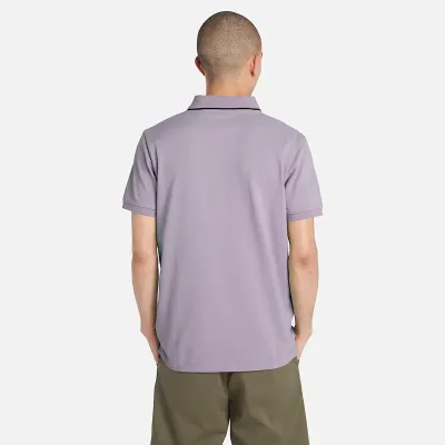 Polo Timberland Millers River Printed Neck violet homme en coton biologique avec col contrasté et logo brodé TB0A26NFEG7