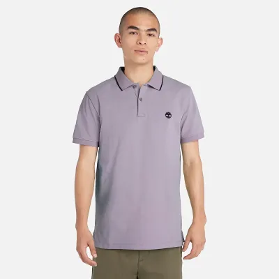 Polo Timberland Millers River Printed Neck violet homme en coton biologique avec col contrasté et logo brodé TB0A26NFEG7