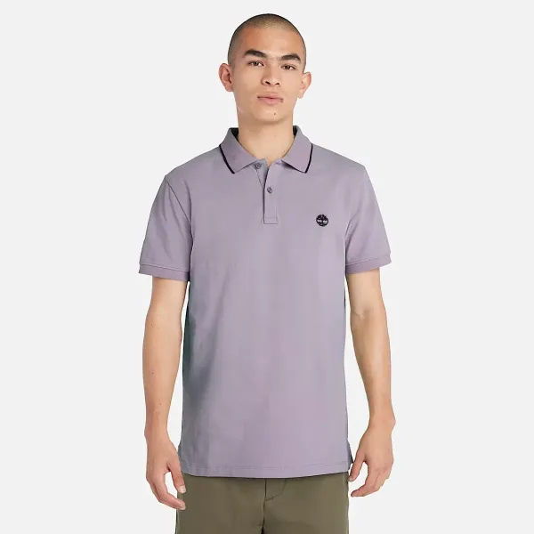 MILLERS RIVER PRINTED NECK SHORT SLEEVE POLO VIOLET