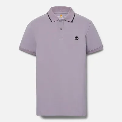 Polo Timberland Millers River Printed Neck violet homme en coton biologique avec col contrasté et logo brodé TB0A26NFEG7