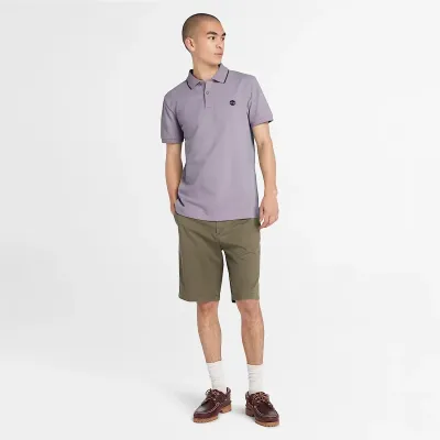 Polo Timberland Millers River Printed Neck violet homme en coton biologique avec col contrasté et logo brodé TB0A26NFEG7