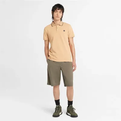Polo Timberland Millers River Printed Neck beige  homme en coton biologique avec col contrasté et logo brodé TB0A26NFEH3