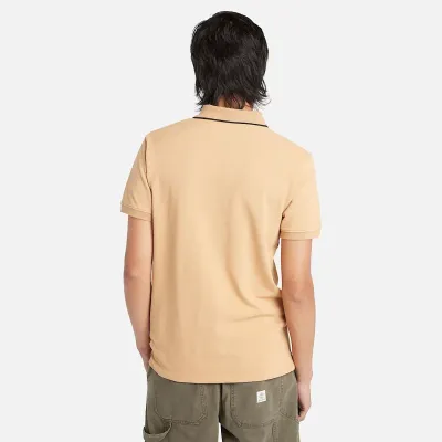 Polo Timberland Millers River Printed Neck beige  homme en coton biologique avec col contrasté et logo brodé TB0A26NFEH3