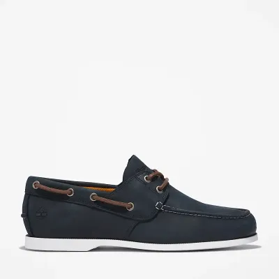 Chaussure bateau Timberland Cedar Bay homme en cuir premium bleu marine avec semelle OrthoLite TB0A28BM019
