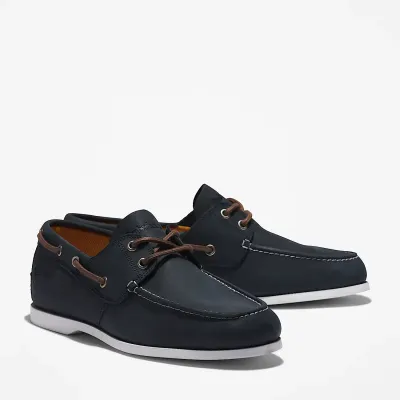 Chaussure bateau Timberland Cedar Bay homme en cuir premium bleu marine avec semelle OrthoLite TB0A28BM019