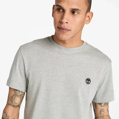 T-shirt Timberland Short Sleeve Tee homme gris chiné TB0A2BPR052, col rond coton bio
