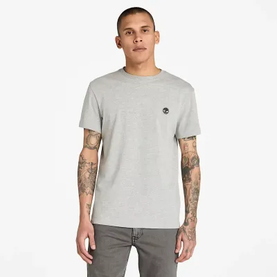 T-shirt Timberland Short Sleeve Tee homme gris chiné TB0A2BPR052, col rond coton bio