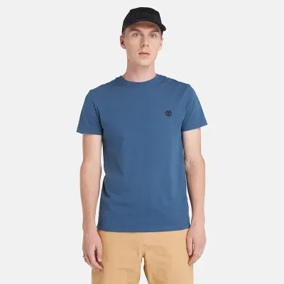 T-shirt Timberland Short Sleeve Tee homme bleu denim foncé TB0A2BPR288, col rond coton bio