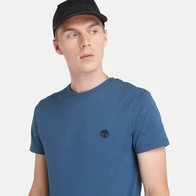 T-shirt Timberland Short Sleeve Tee homme bleu denim foncé TB0A2BPR288, col rond coton bio
