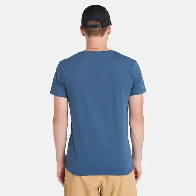 T-shirt Timberland Short Sleeve Tee homme bleu denim foncé TB0A2BPR288, col rond coton bio