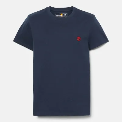 T-shirt Timberland Short Sleeve Tee homme bleu saphir foncé TB0A2BPR433, col rond coton bio