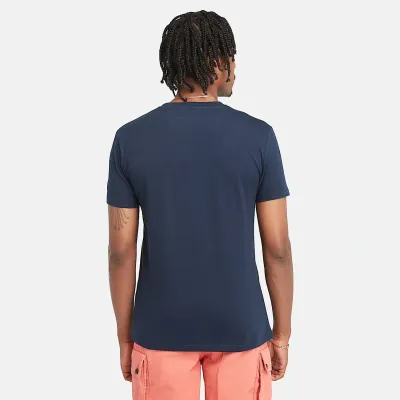 T-shirt Timberland Short Sleeve Tee homme bleu saphir foncé TB0A2BPR433, col rond coton bio