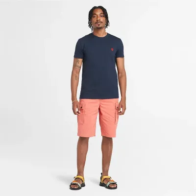 T-shirt Timberland Short Sleeve Tee homme bleu saphir foncé TB0A2BPR433, col rond coton bio