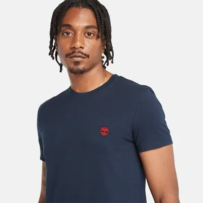 T-shirt Timberland Short Sleeve Tee homme bleu saphir foncé TB0A2BPR433, col rond coton bio