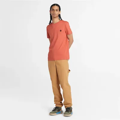 T-shirt Timberland Short Sleeve Tee homme corail TB0A2BPREI4, col rond coton bio