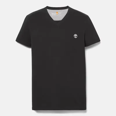 T-shirt Timberland col V manches courtes homme noir coton bio TB0A2BPT001