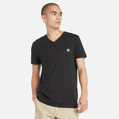 T-shirt Timberland col V manches courtes homme noir coton bio TB0A2BPT001