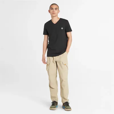 T-shirt Timberland col V manches courtes homme noir coton bio TB0A2BPT001
